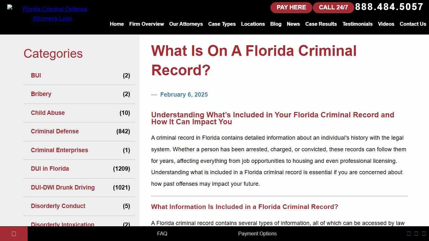 What Is On A Florida Criminal Record?